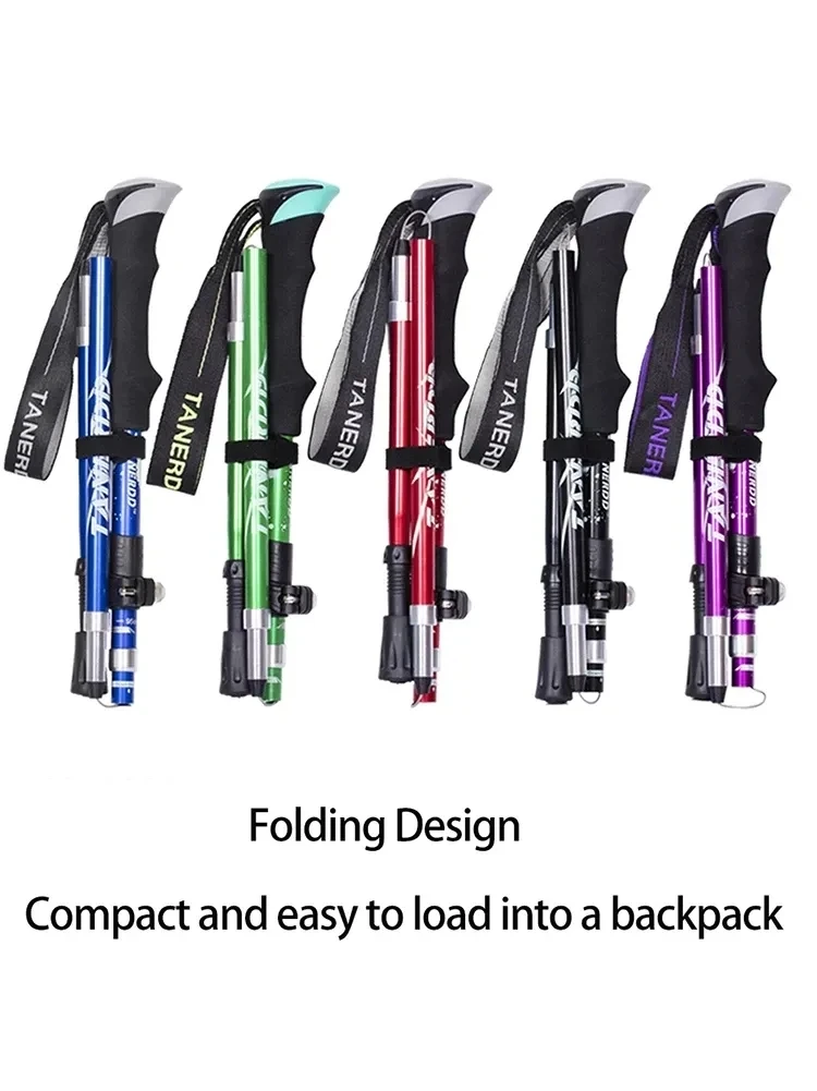 Ultralight Folding Multifunction Trekking Pole Portable Anti Shock Alpenstock Snow Walking Stick Outdoor Climbing Hiking Stick