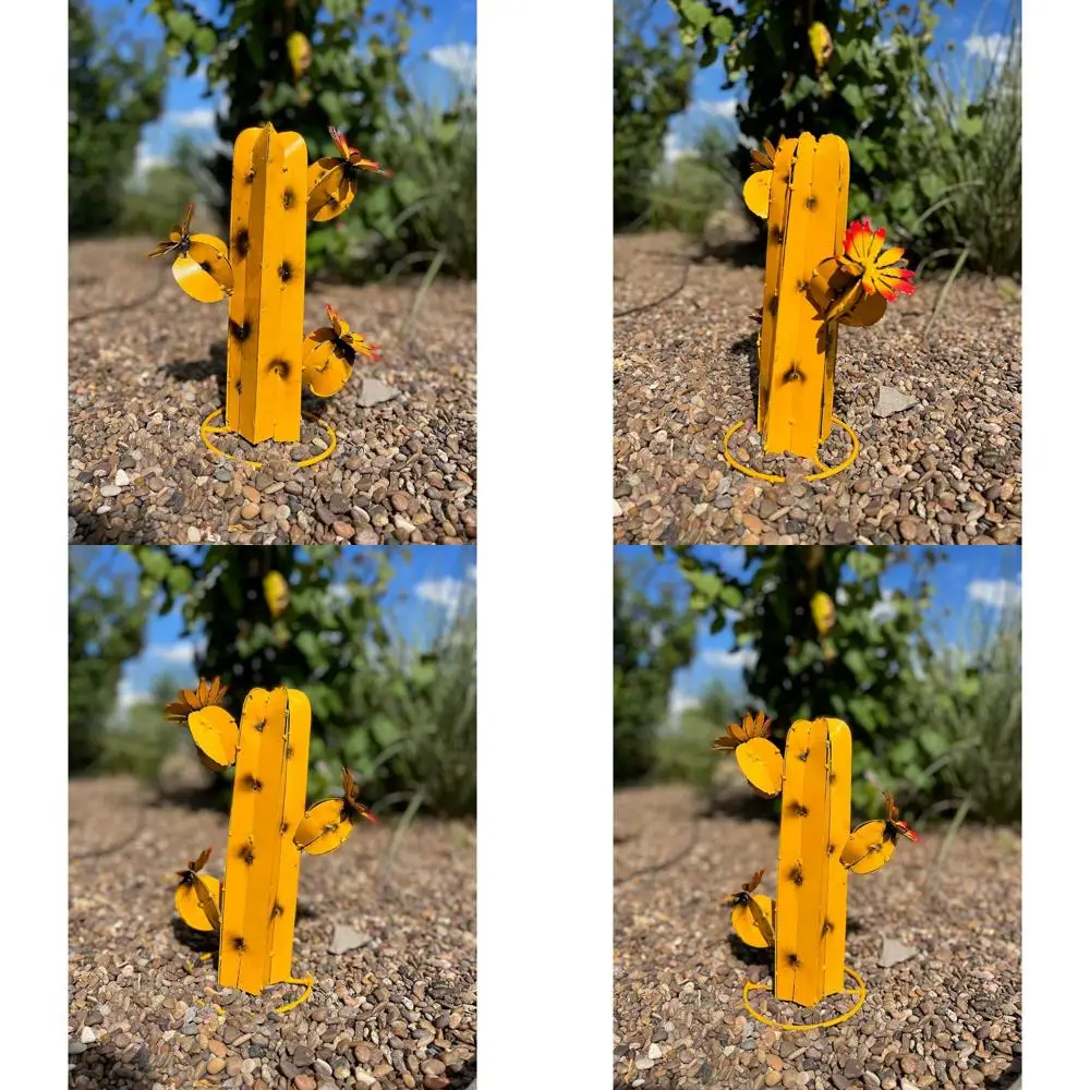 

Миниатюрная металлическая садовая скульптура Saguaro - желтая