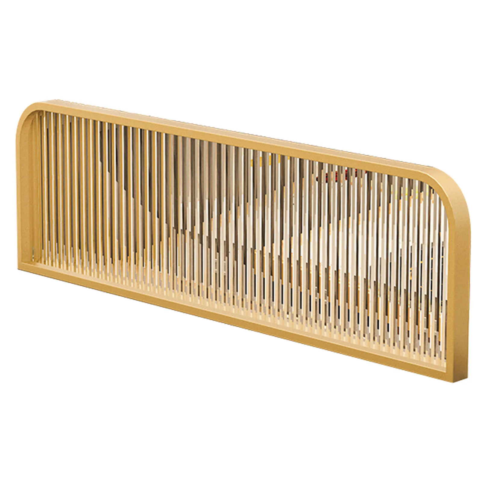 Iron Room Divider Screen, Translucent Glass Partition Wall for Restaurant Desk Dining Area, 100x30cm Commercial Decorative Privacy Screen, Gold Freestanding Table Divider