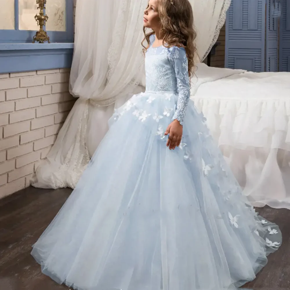 

2025 Customizable Flower Girl Dress For Wedding Appliques Ball Gown Girl Princess First Communion Dress Tulle Baby Simple Dress