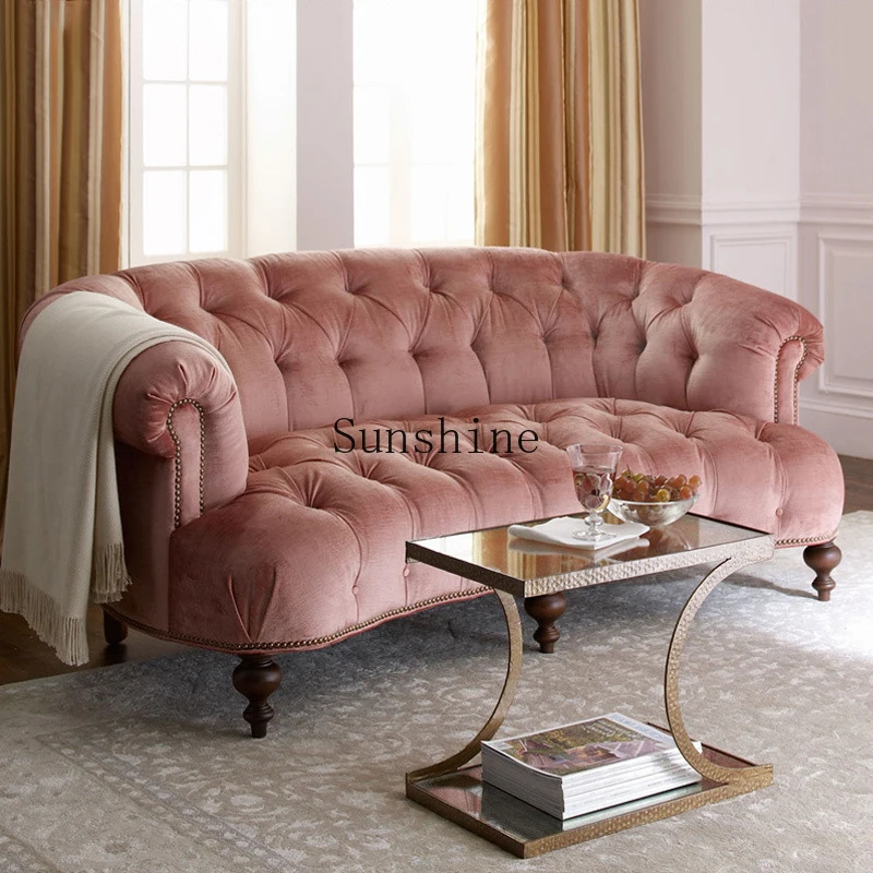 

Modern simple curved double leather/fabric rivet sofa size apartment high-end