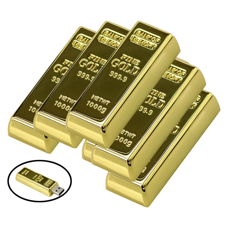 TYPE-C USB Flash Drive 128GB Latest Metal Bullion Gold Bar USB Flash Drive 64GB Cle USB Memory Stick 8GB 16GB 32GB Pendrive Gift