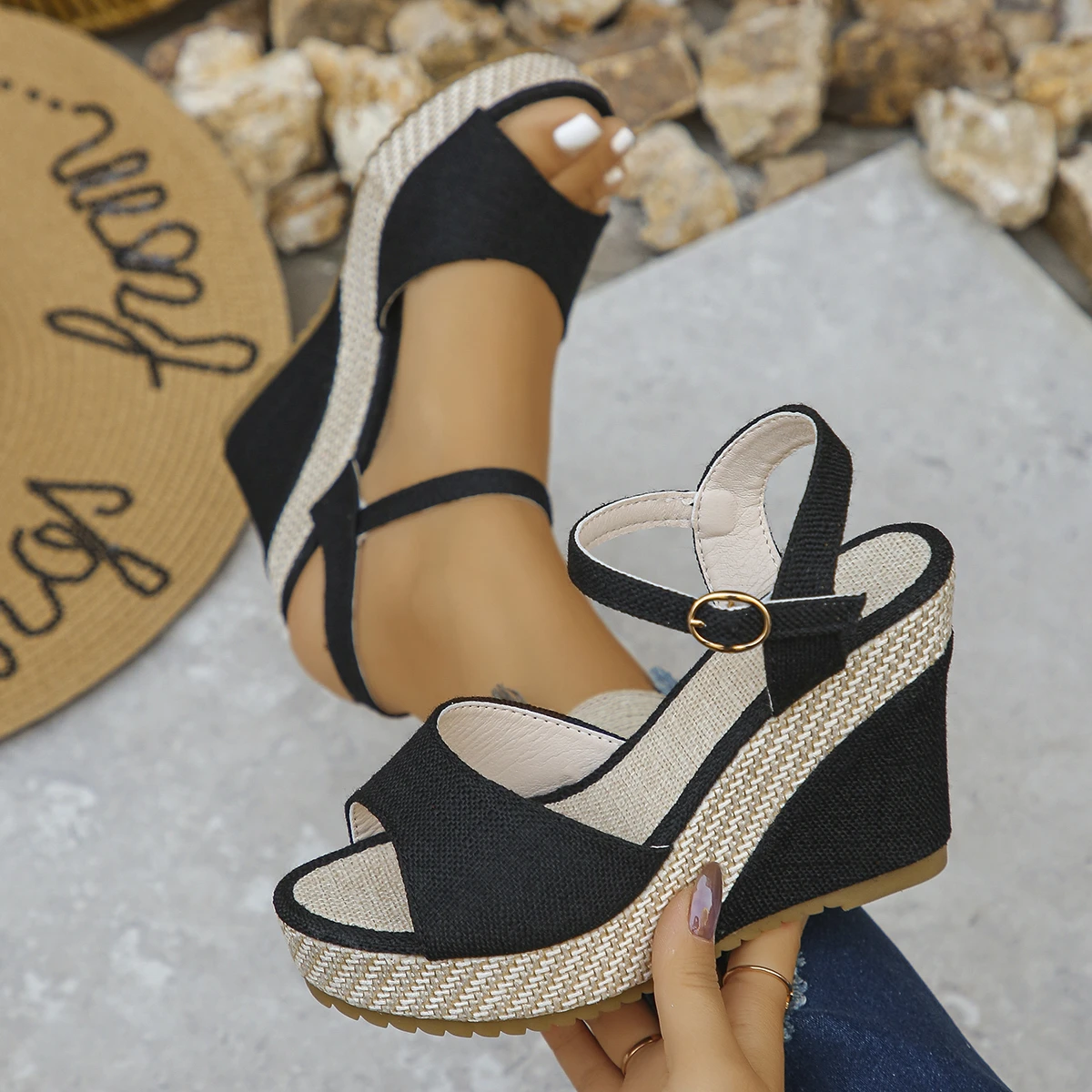 

Women Sandals 2025 New Fashion Wedges Shoes Women Summer Platform High Heel Female Buckle Sandals Sexy Bohemia Style Women Shoes