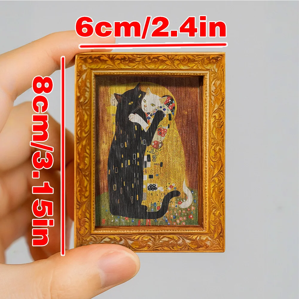 The Kiss Cats Kühlschrankmagnet, Vintage gerahmte Magnetkunst für Küche, Kühlschrank und Heimdekoration, einzigartiges Geschenk für Katzenliebhaber – Detail 3