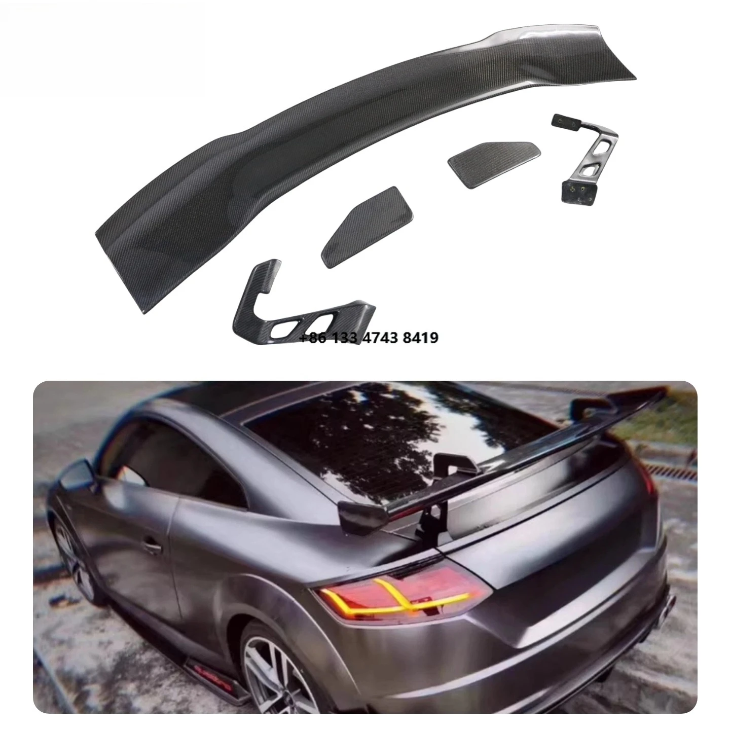 

Carbon Fiber TT High Leg Spoiler, High Performance Fixed Wing Retrofit, Auto Parts Body Kit, Universal Rear Fender