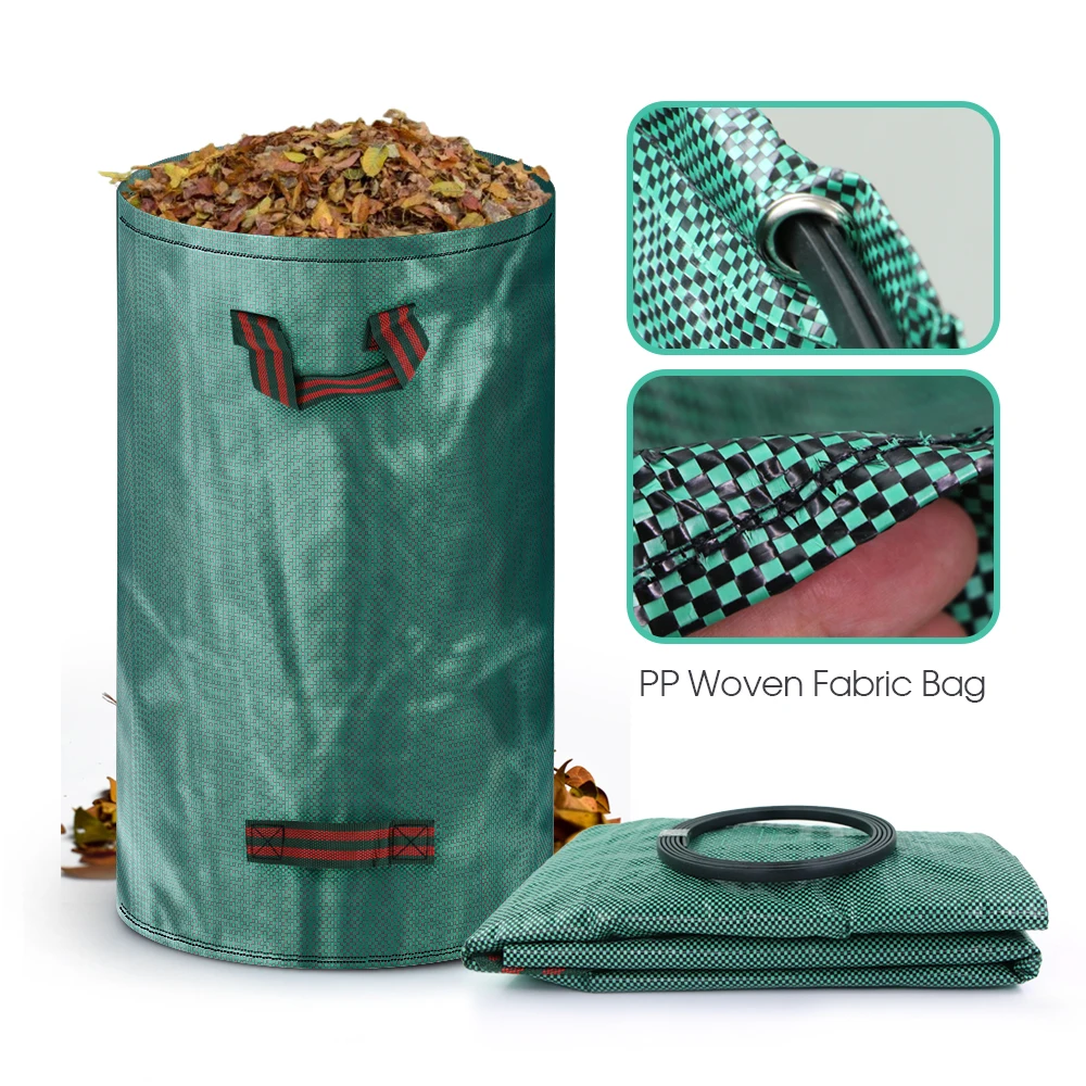 Reusable PP Fabric Garden Fallen Leaves Bag Large Capacity Trash Can Foldable Courtyard Garbage Waste Weed Storage Recycle Bin