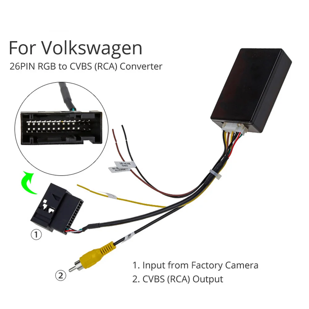 For Volkswagen RCD510 RNS510 RNS315 12V Reversing Camera Adapter RGB To AV Backup Camera Converter Reverse Camera Interface