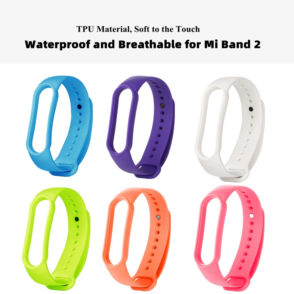 Strap New for Mi Band Replacement Strap Waterproof Breathable Durable Silicone Wristband Smart Watch Strap for Mi Band 2