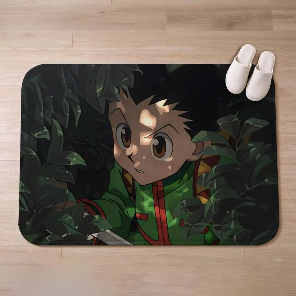 Hunter x Hunter Anime Gon Killua Home Decor Short Plush Floor Mat, Non-Slip & Easy to Clean for Multi Doorways