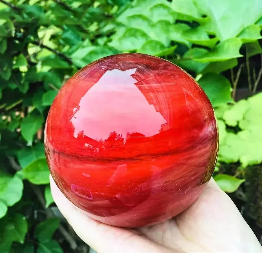 Magical Huge Red Smelting Stone Quartz Ball Crystal Ball Mineral Sample Healing Gem Home Office Degaussing Decoration Gift