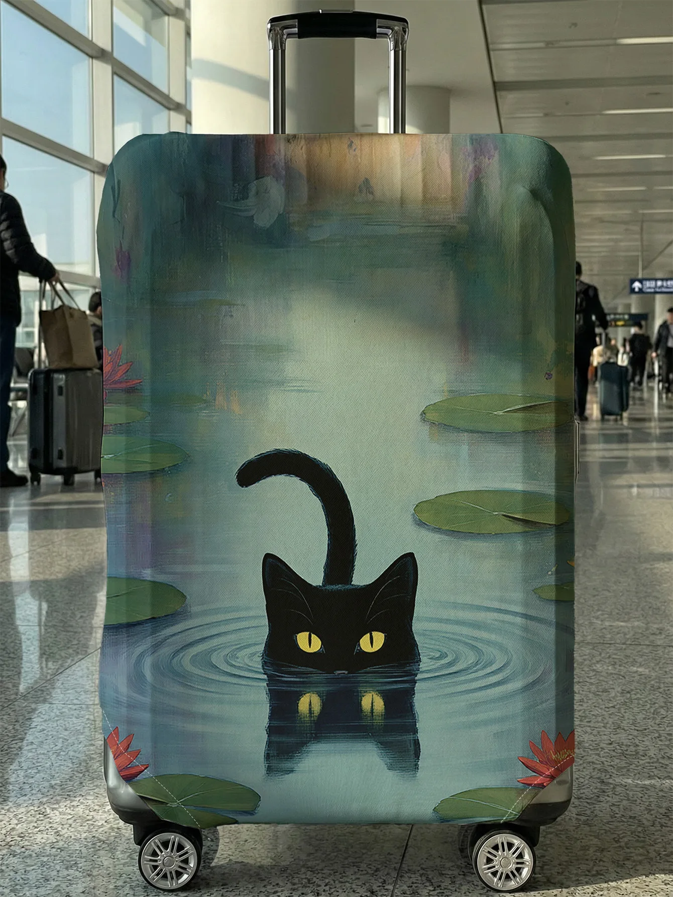 

Black cat printed luggage protection cover, suitable for 18-32 inch luggage covers, luggage handle gloves, travel accessories