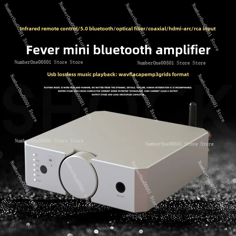 Audiophile Dual Balance Power Amplifier Bluetooth 5.0 200W High Power HIFI Digital Audio Amplifier USB Playback HDMI Input