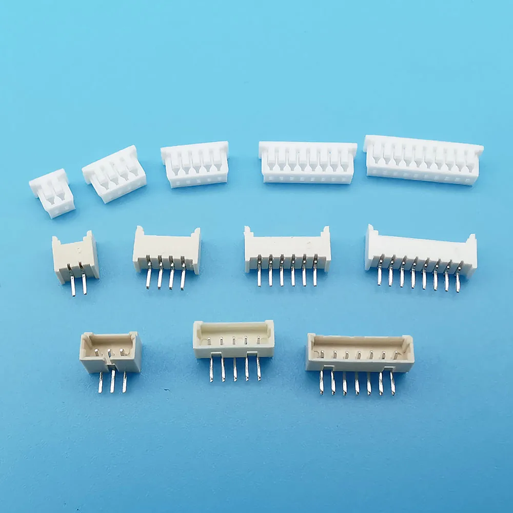 50Pcs JST 1.25mm Pitch 2/3/4/5/6/7/8/9/10Pin Male Female Connector Horizontal Straight Pin Header Housing Micro JST 1.25