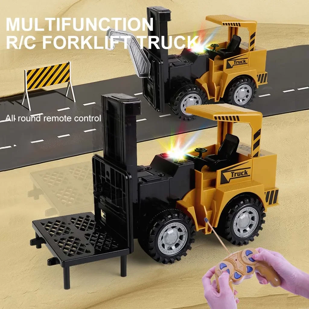 1:24 5CH RC Car Engineering Truck Children Gift 2 In1 Remote Control Simulation Forklift Crane Crawler Vehicle Kid Toys for Boys