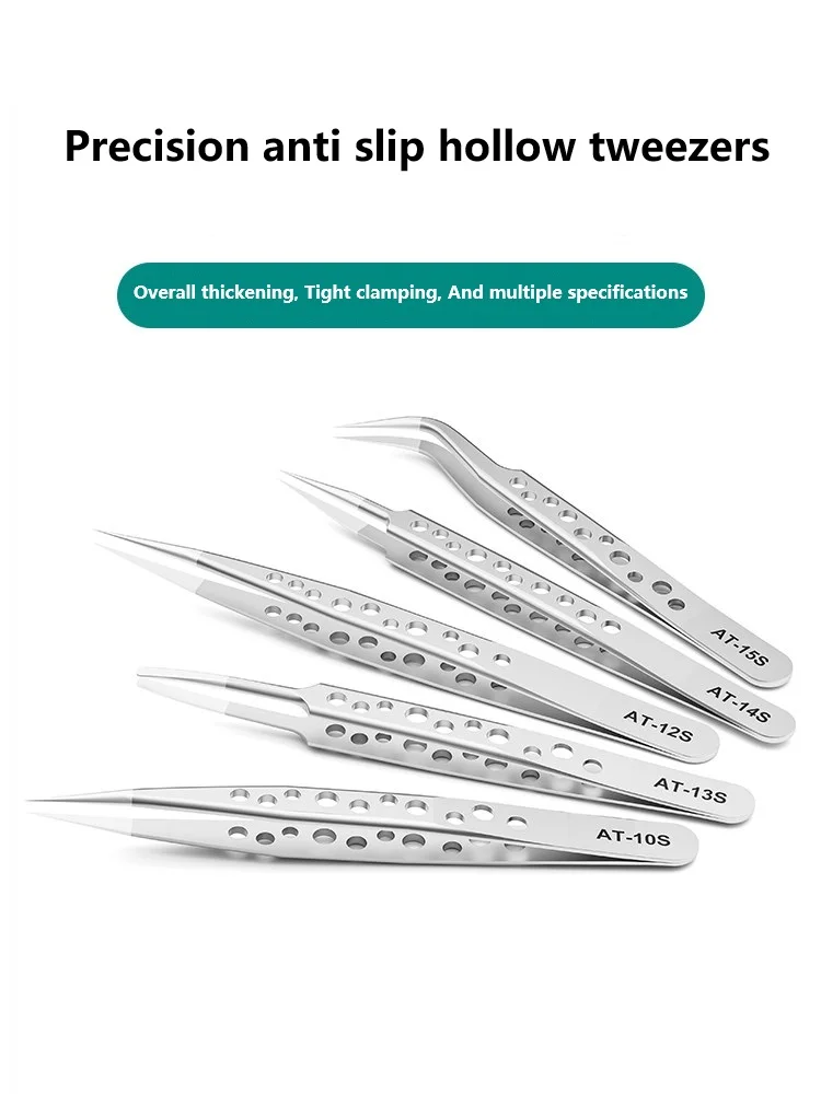 High Precision Tweezers With Holes  Stainless Steel Niezi Pointed Elbows  Hair Picking Clips  Mobile Phone Repair Tools