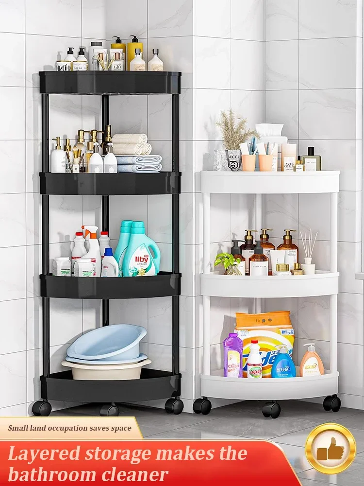 

Bathroom Storage Cart With Wheels Kitchen Living Room Storage Rack High Load-Bearing Capacity Home Accessories
