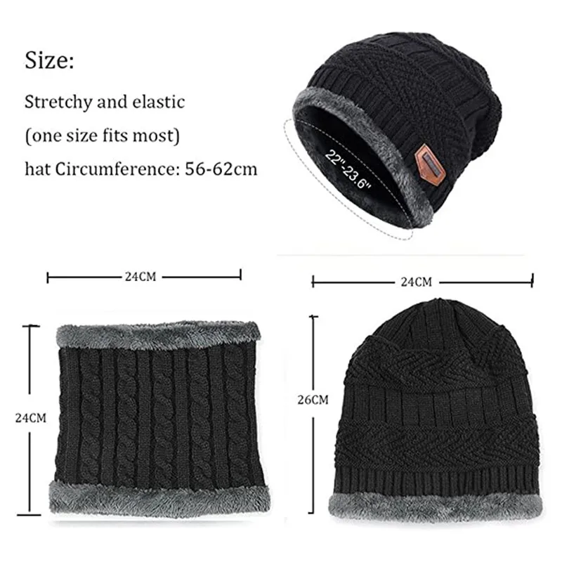 Winter Hats Knit Cap Men And Women Wool Hat Coral Fleece Scarf Outdoor Riding Hat Warm Thickening Plus Wool Neck Protect Cap