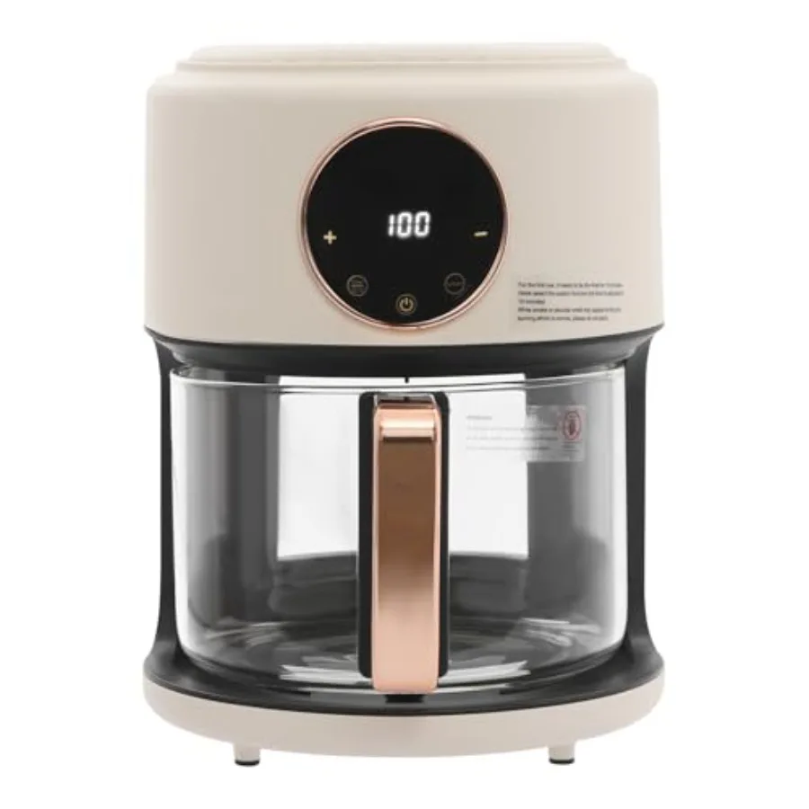 

3.8QT Glass Air Fryer with Viewing Glass Pot Precise Temperature Control Time Nonstick Basket Dishwasher Safe Ideal for Healthy