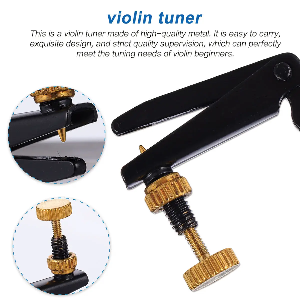 4pcs Violin Fine Tuners with Metal Body, Precision Threaded Screw, Slip-Resistant Groove, Stable Mounting