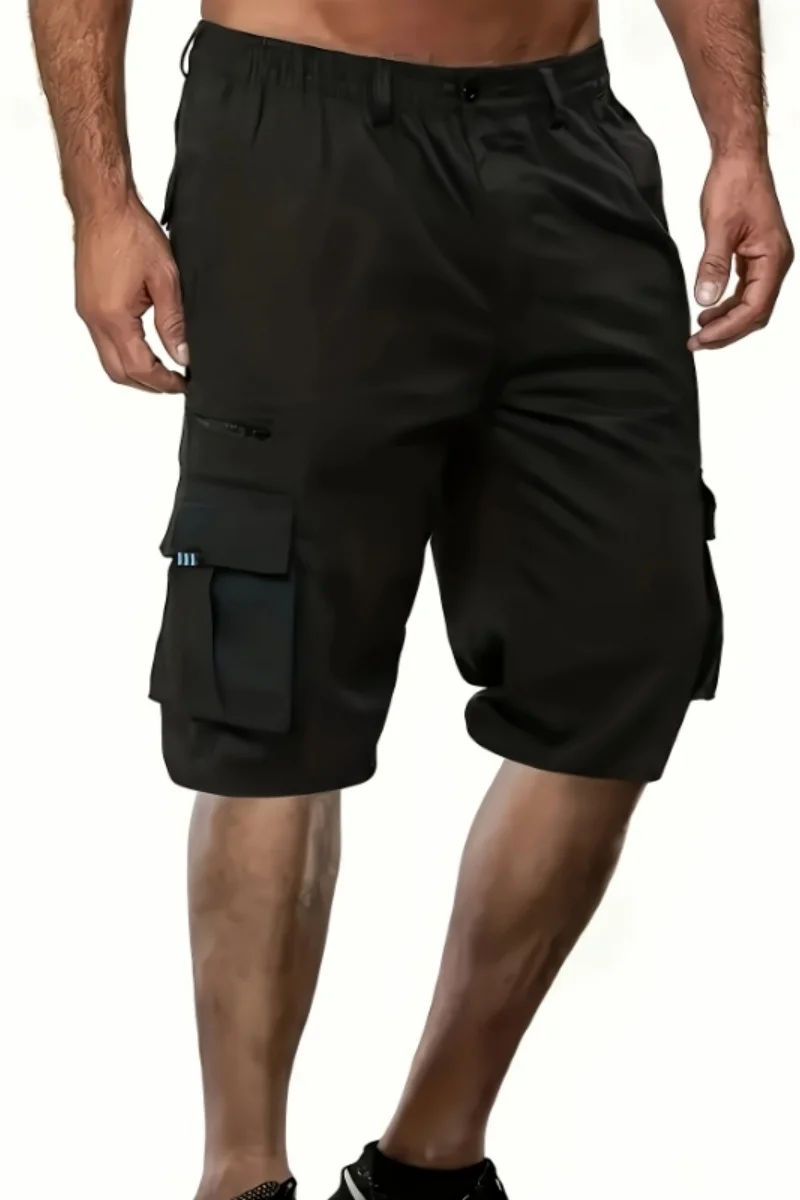 

Мужские летние шорты с эластичной резинкой на талии и карманами, удобные дышащие повседневные уличные шорты, однотонные спортивные шорты на открытом воздухе