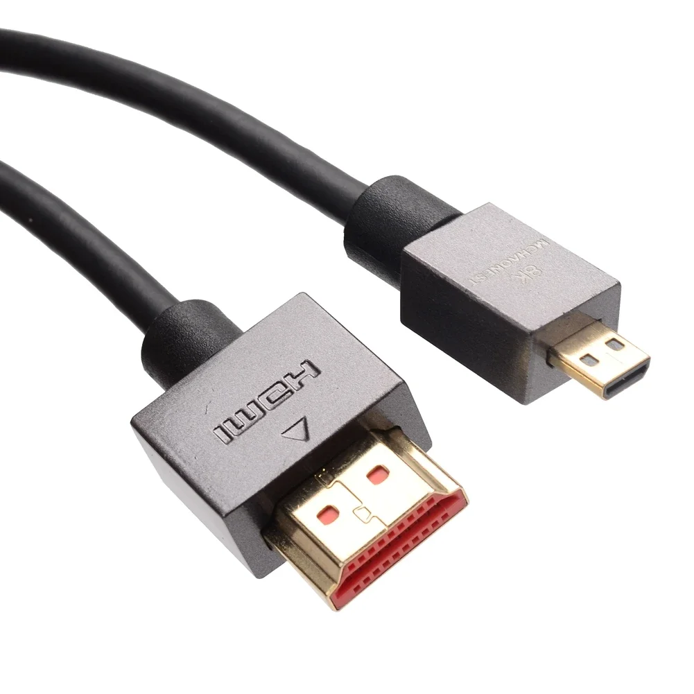 8K Micro HDMI-Cable 2.1 Flexible Slim D Type HDMI-compatible Ultra Thin Micro-HDMI Cord 8K 7680*4320P/2160P/1440P/1080P/720P