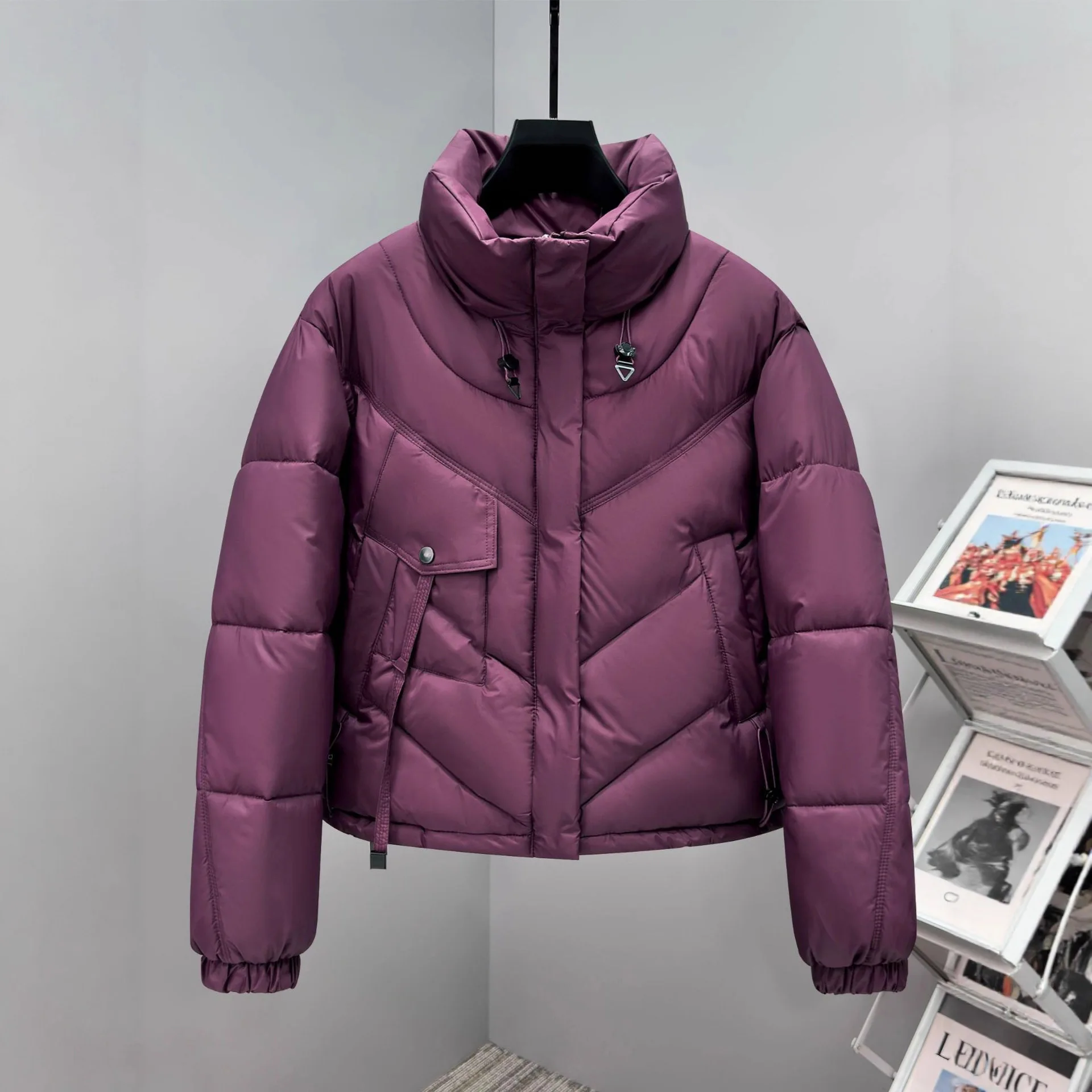 Abrigo corto liso acolchado de algodón para mujer, Parkas cortas con cuello levantado, chaqueta acolchada gruesa, prendas de vestir exteriores holgadas para otoño e invierno