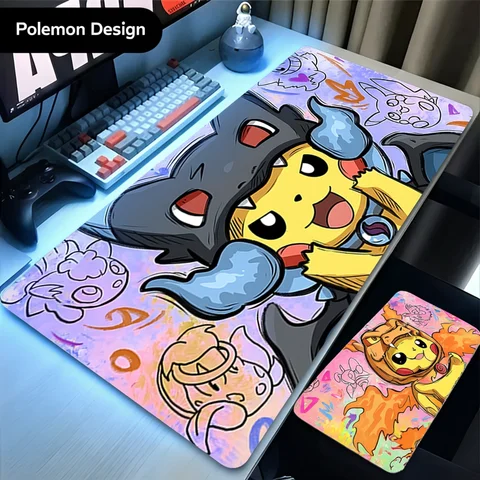 Large Mouse Pad Pikachu Mouse Pad Large Game Rubber Desk Mat Computer Keyboard Pad P-Pokemon Pikachu PC Gaming Accessories Carpet Kawaii Mousepad