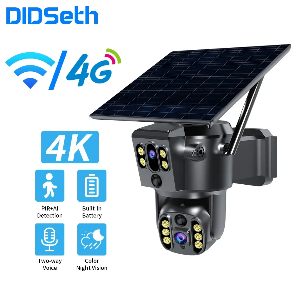 

DIDseth 6MP 4K 4G PTZ Solar Camera 4G-SIM Card Battery WiFi Two Way Audio Surveillance Security Protection Outdoor CCTV Cam