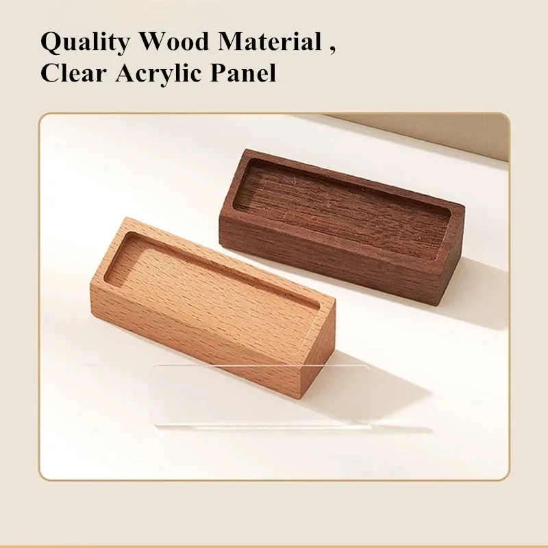 6 Pieces 68x18mm Wood Price Label Card Holder Tags Acrylic Sign Holder Display Stands Table Menu Price List Name Paper Stand