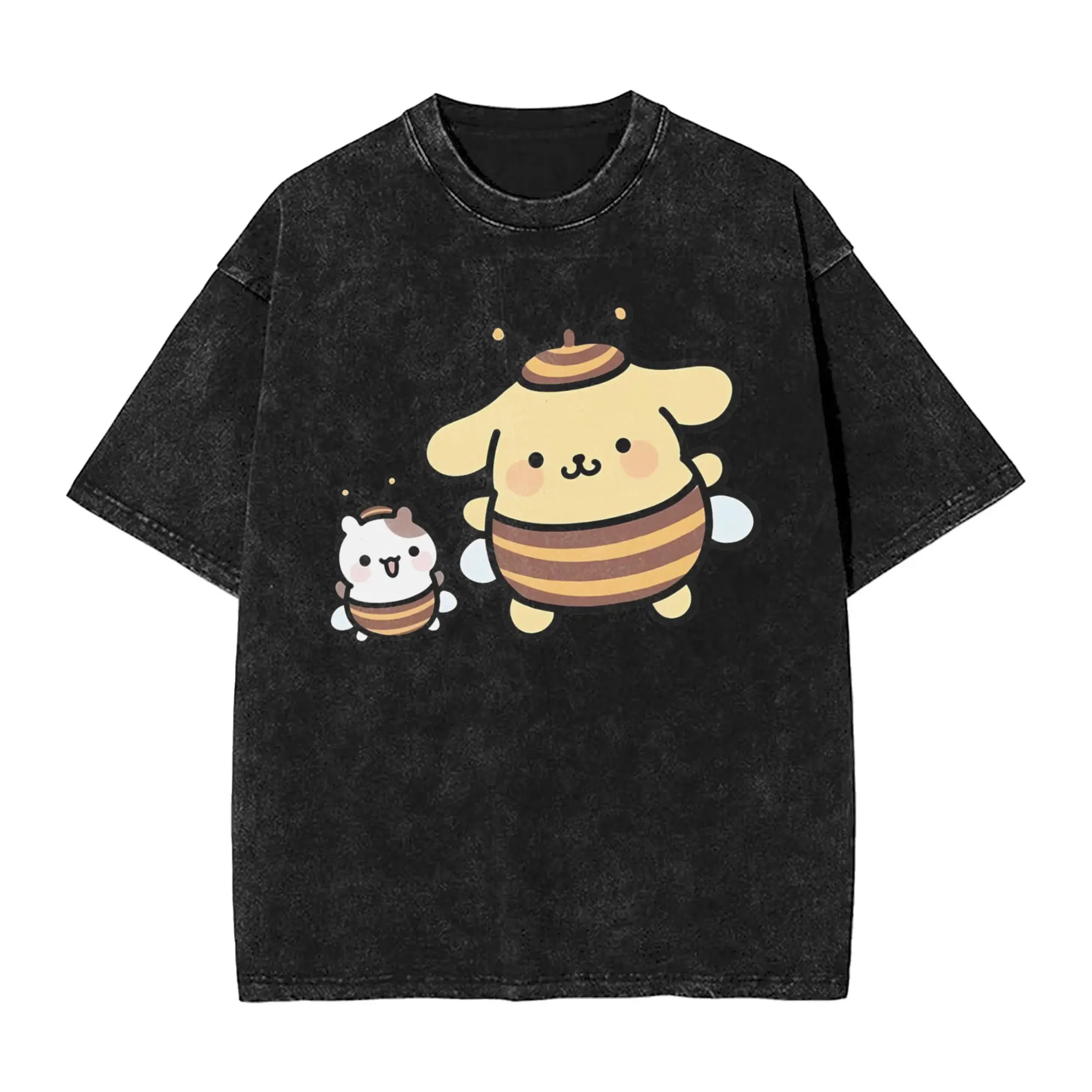

Couple T-Shirt Pompompurin Bee Washed T-Shirts Leisure Summer Tees Vintage Loose Cotton Tops New Arrival