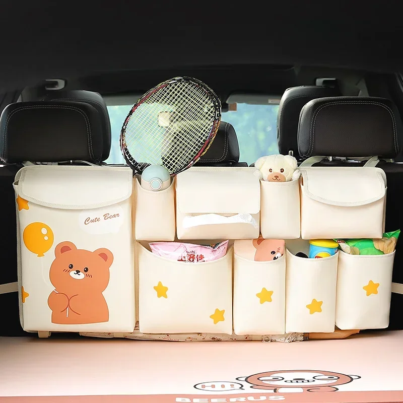 Cartoon Car Seat Bag Storage Bags Car Trunk Organizer Universal Backseat Gadget Bag Cute Tavel Auto Trunk Storage Hanging Bags