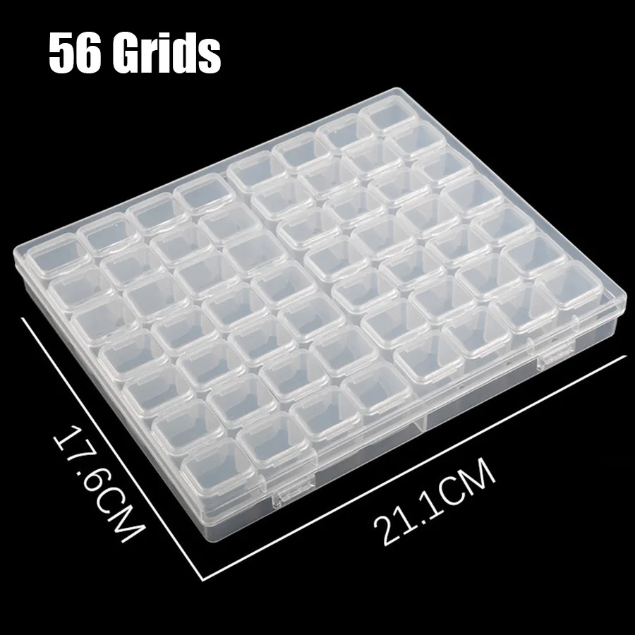 28/56 Girds Adjustable Plastic Storage Box With Label Sticker For Jewelry Nail Art Diamond Painting Accessories Container Boxes