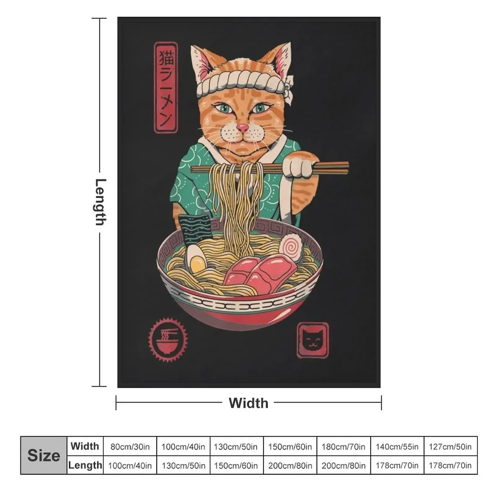 Neko Ramen Cat Kawaii Anime Noddle Japanese Food Throw Blanket Quilt Decoratives Bed linens blankets ands Blankets