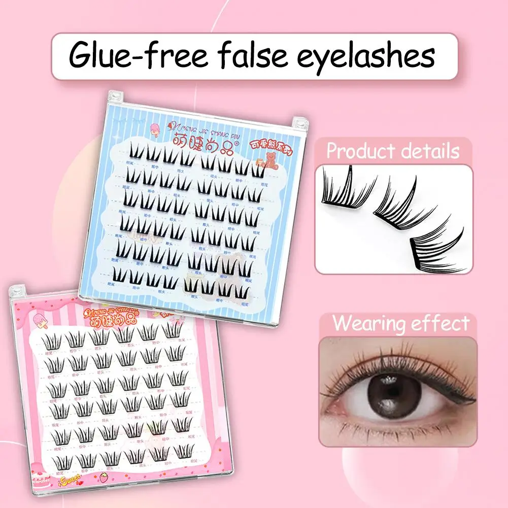 Glue-Free False Eyelashes Natural Curly Enlarging Your Eyes Ultra Thin Wispy Clusters Anime Style Eyelash Makeup Tools