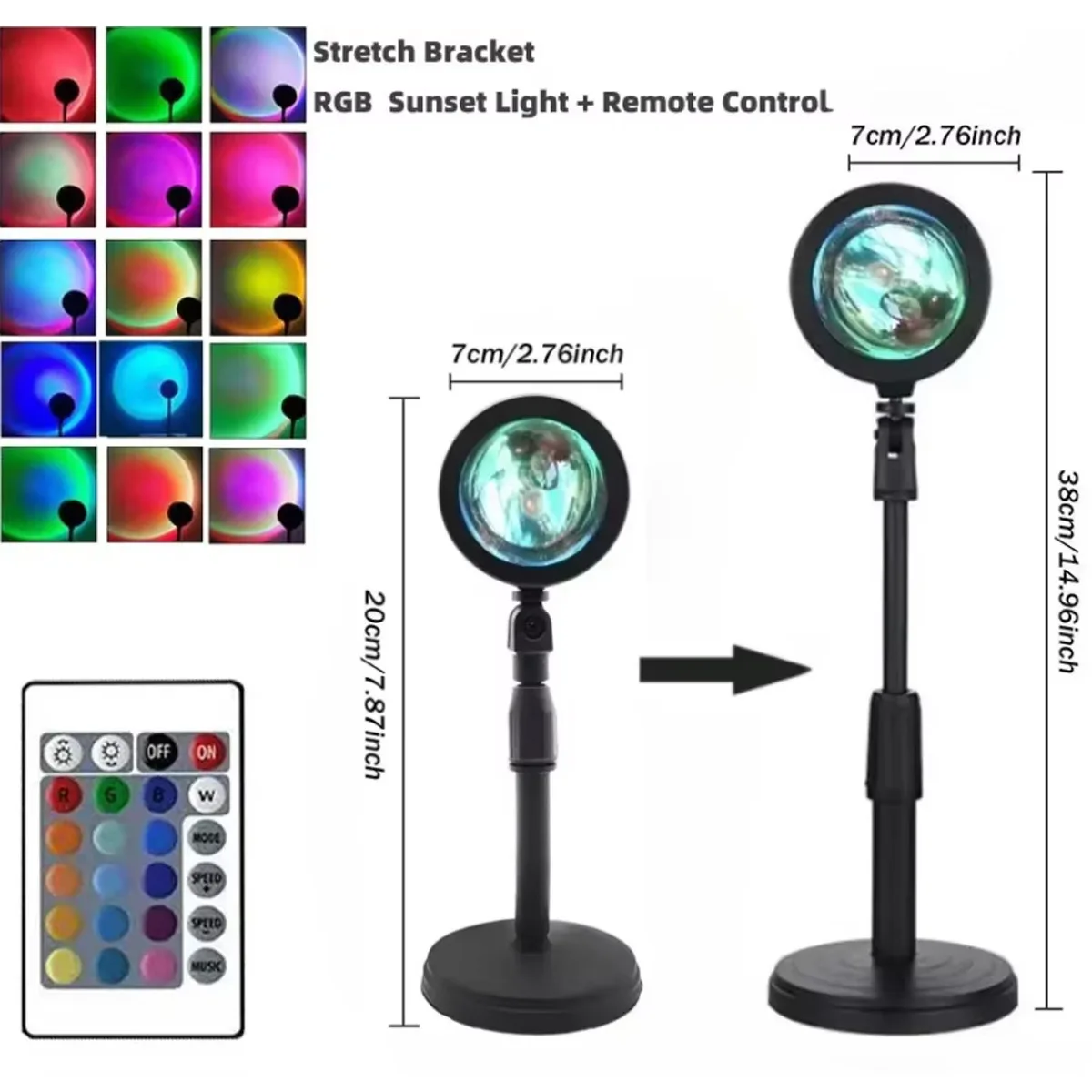 مصباح غروب الشمس RGB، ضوء محيط للتصوير الفوتوغرافي، ليلي، إضاءة مزاجية LED قابلة للتعتيم، لمبة زخرفية متغيرة الألوان، غرفة المعيشة وغرفة النوم