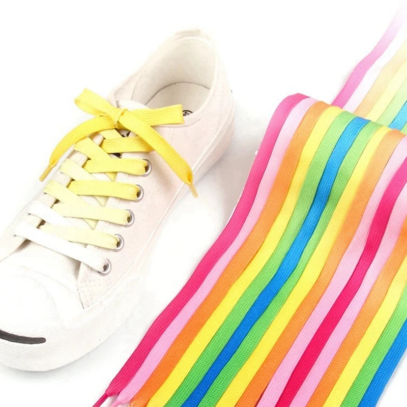 Colorful Flat Shoelaces Candy Shoelace Rainbow Shoe Laces Fit Kids Adult Canvas Girls Shoelaces Sneakers Laces Shoe Accessoires