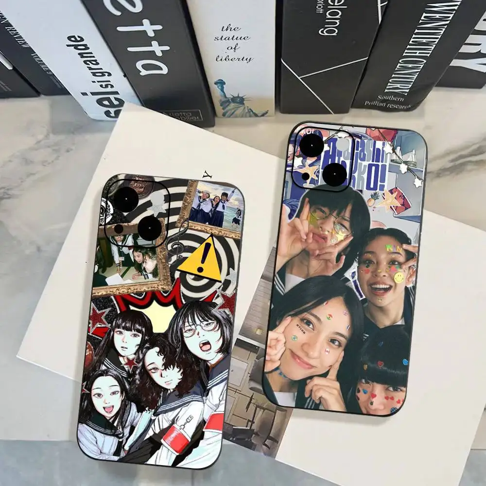 1 قطعة Atarashii Gakko.jpg جراب هاتف أسود سيليكون لينة شل آيفون 17 16 15 14 13 12 11 الهواء برو ماكس زائد