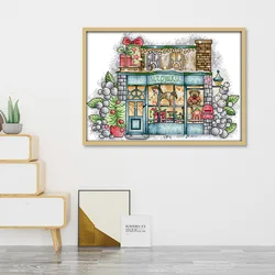 Joy Sunday Pre-printed Cross Stitch Kit  Easy Pattern Aida  Stamped Fabric Embroidery Set-Christmas Toy Store