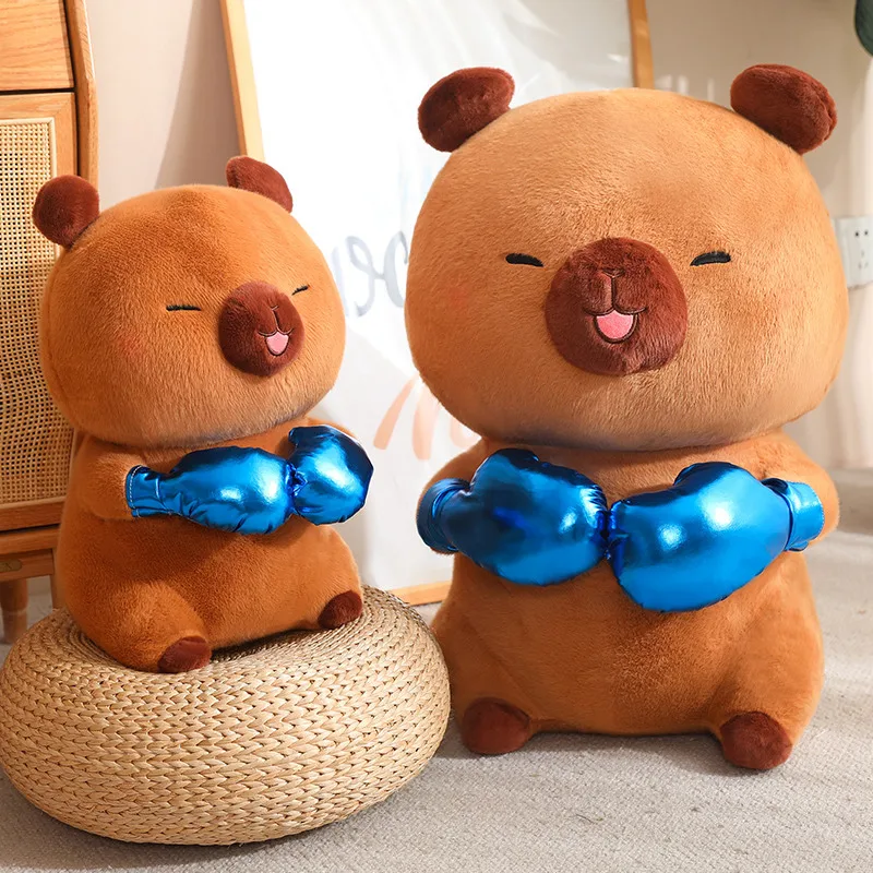 

40-50cm Anime Boxing Capybara Plush Toys Cartoon Stuffed Animals Cute Capybaras Plushies Doll Soft Kids Toys for Boys Girls Gift