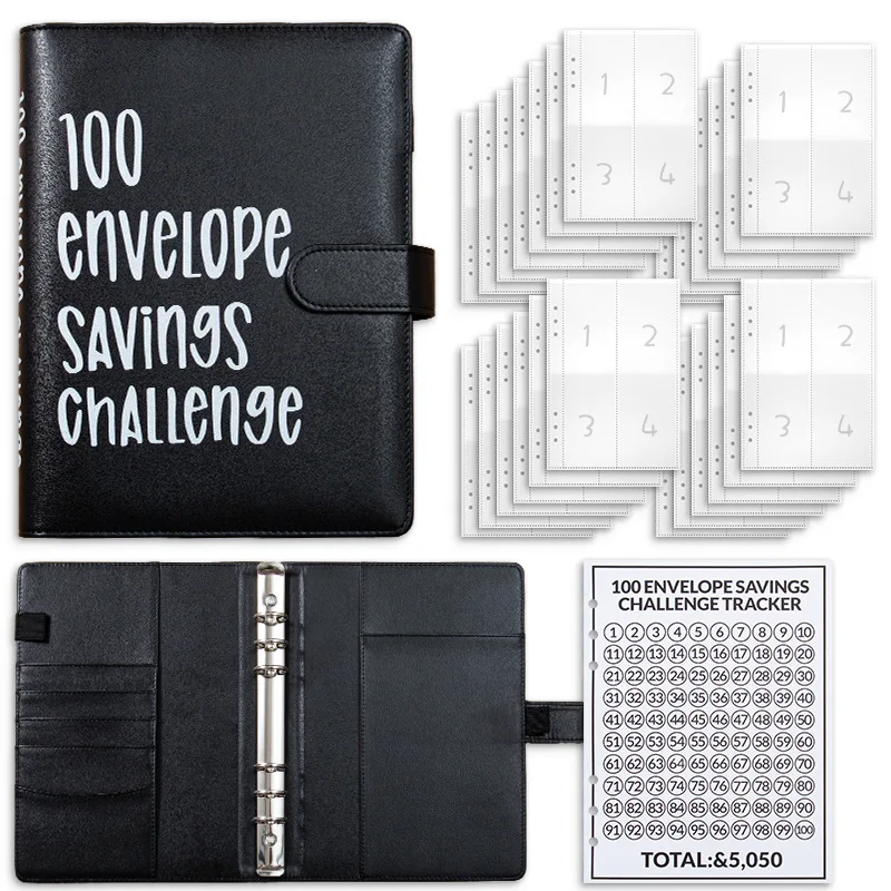 100 Envelope Savings Challenge Binder – Budget Planner, Money Organizer & Savings Tracker Notebook