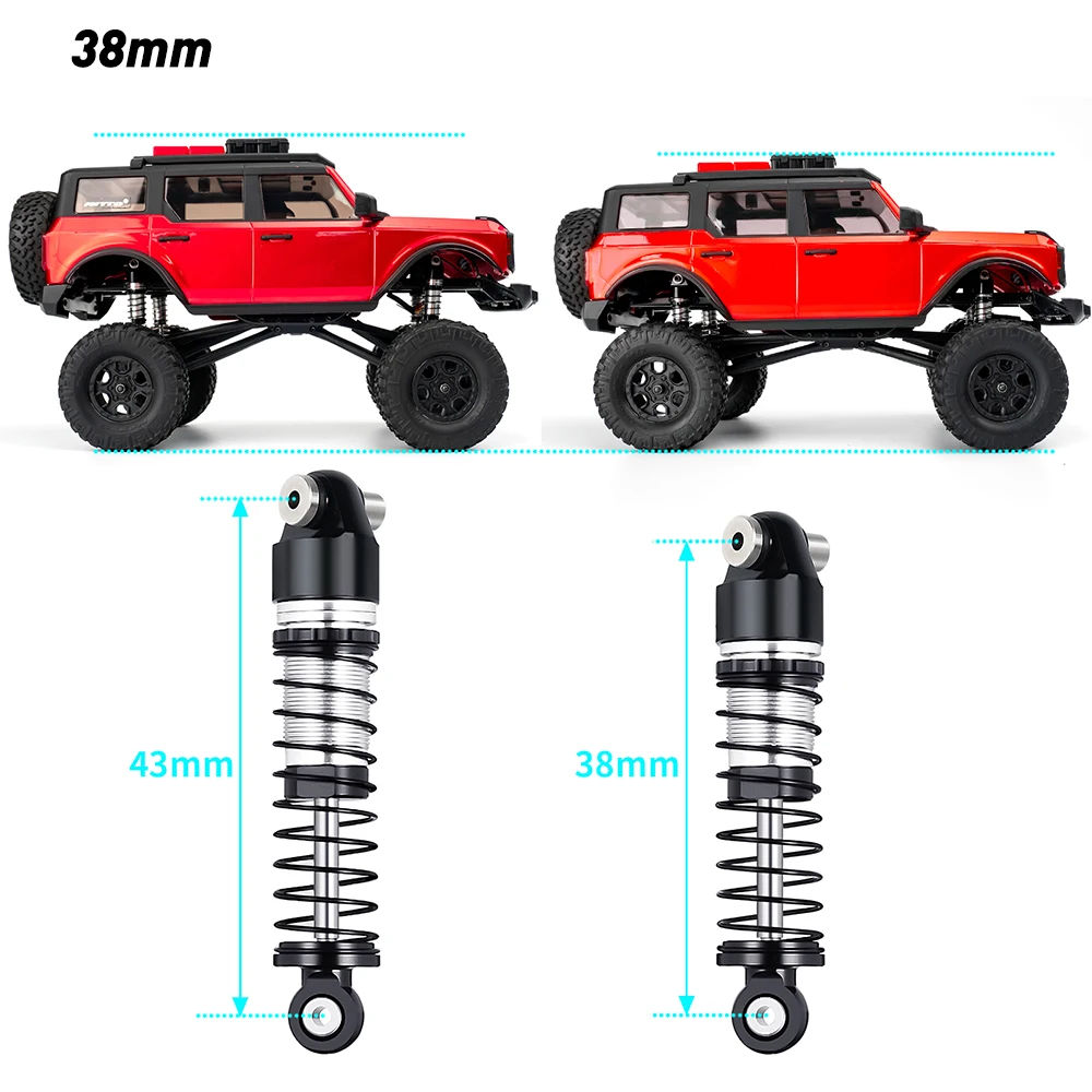 MIBIDAO 33/36/38/41/43/48mm Oil Shock Absorbers Damper for Axial SCX24 Deadbolt Chevrolet Wrangler Gladiator Bronco 1/24 RC Car