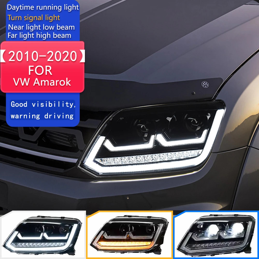 

Автомобильный Стайлинг, фары для VW Amarok, 2010-2020, светодиодные фары, линзы проектора, DRL, анимация сигнала, автоаксессуары