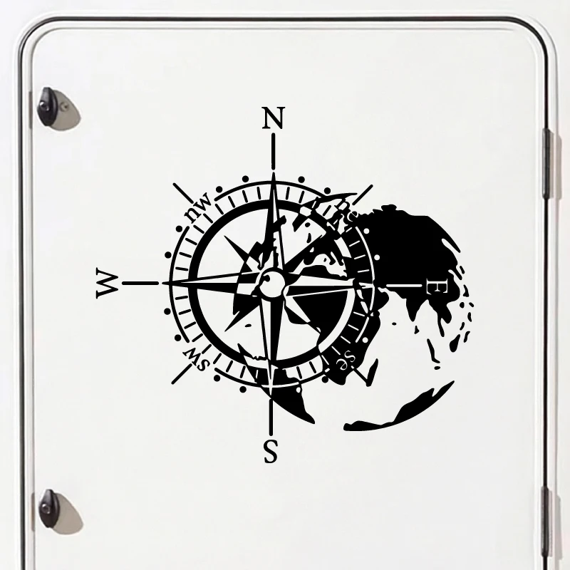 Removable Waterproof Compass Rose Vinyl Wall Sticker Decal for Car RV Camper Van Home Bedroom Window Door Room Decor