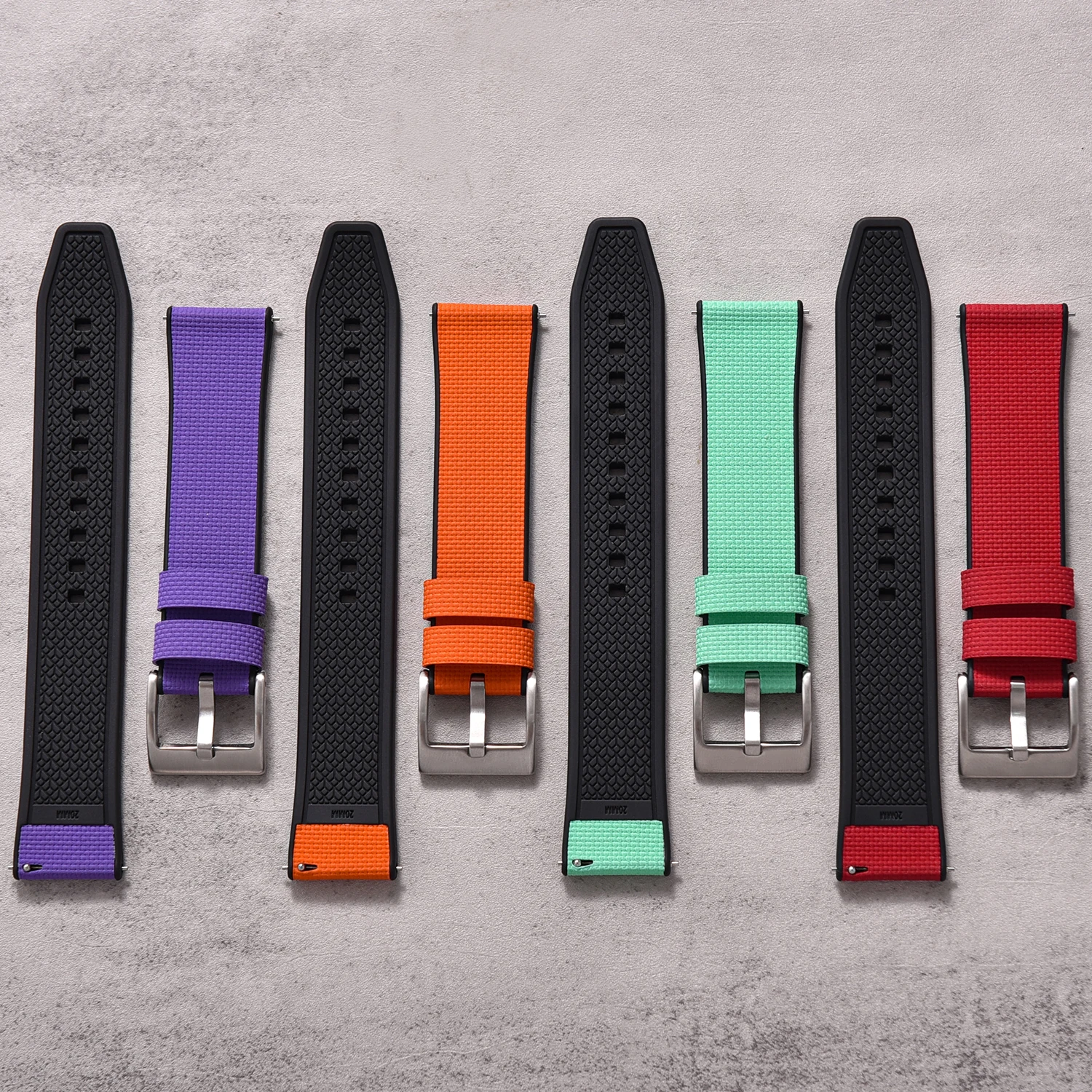 20/22mm FKM Rubber Hybrid Diving Watch Strap Quick Release Replacement Band