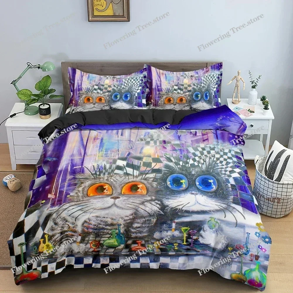 

Watercolor Cartoon Cat Bedding Set Boys Girls Twin Queen Size Duvet Cover Pillowcase Bed Kids Adult Home Textileextile029