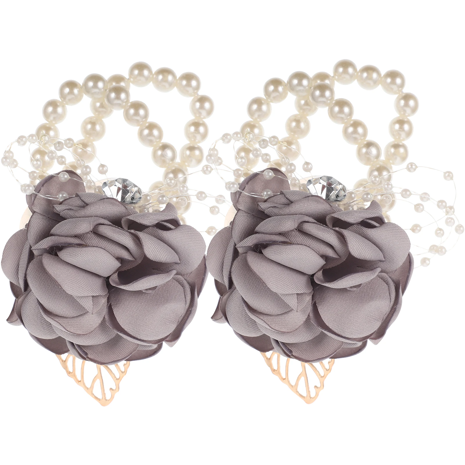 

2pcs Wristlet Pearl Flower Bridesmaid Corsage Wristband Wedding Wrist Corsage Bracelet Elastic Decor Bridal Bridesmaid