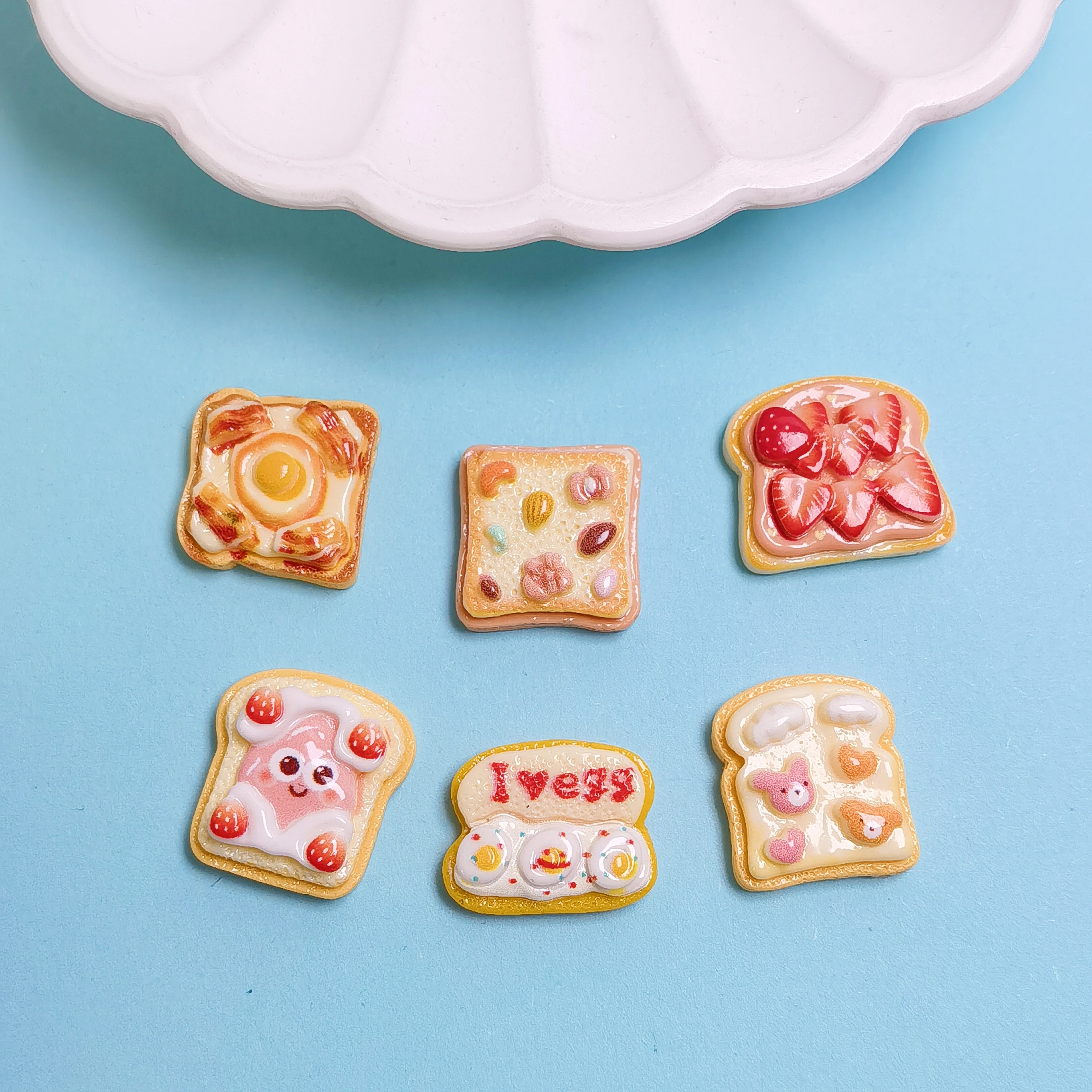 Assorted Strawberry Toast Resin Accessories DIY Scrapbook Frame Hairpin Craft Flatback Phone Case Dollhouse