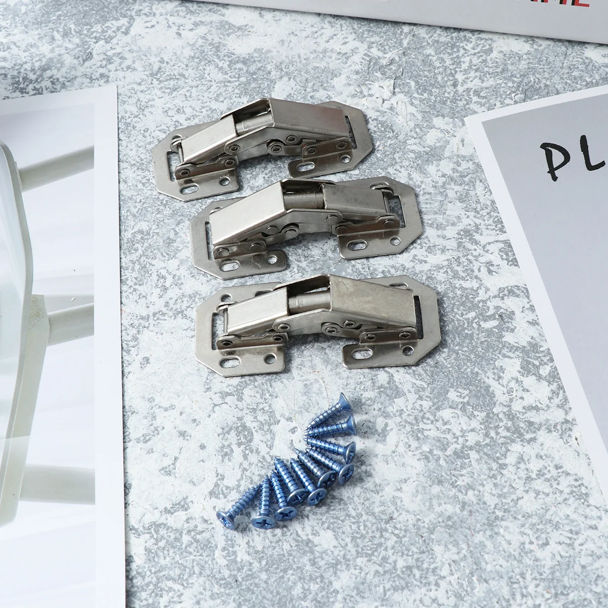 5Pcs Steel Kitchen Cabinet Hinges 1.5mm Thick Hydraulic Concealed Face Frame Mounting Half Overlay Door Furniture Hinges with