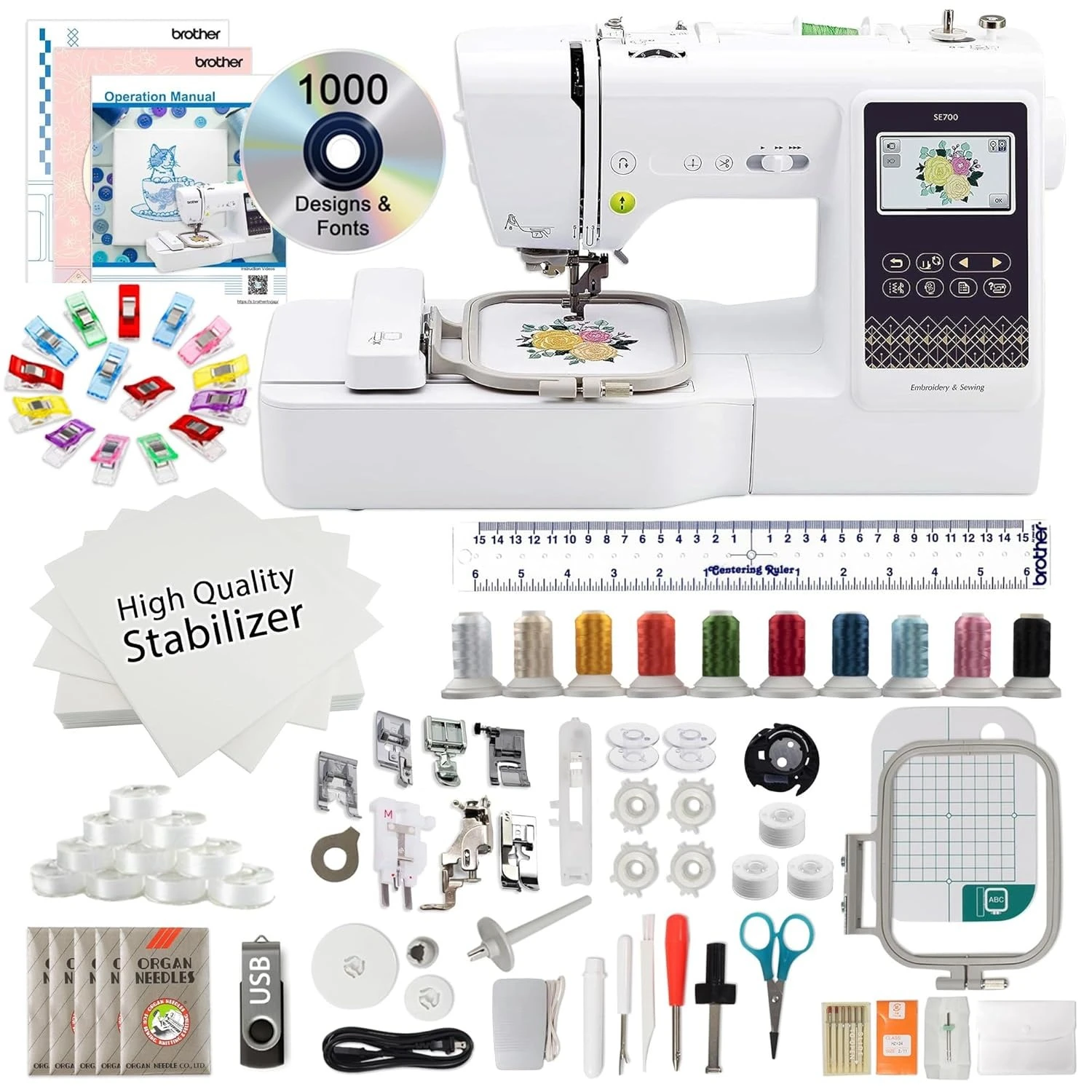

SE700 Embroidery & Sewing Machine with Starter Bundle, Customized