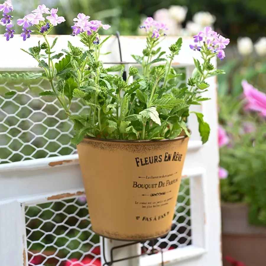Retro Hanging Ladder Flowerpot, Ground Type Metal Flowerpot, Garden Floor Placed Flowerpot, Balcony Hanging Flowerpot